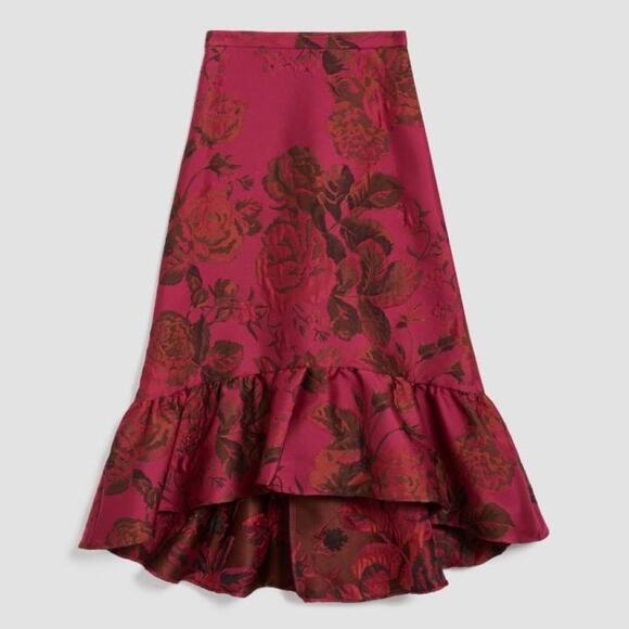Max & Co Avant Garde Jacquard Floral Elegant Old Money Asymmetrical Midi 4 - Picture 9 of 9